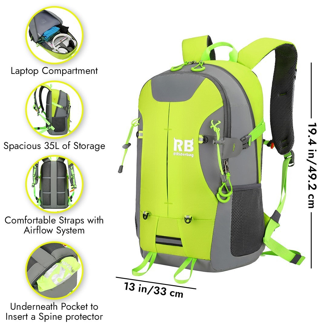 High Visibility Reflective Motorcycle Backpack 35L Riderbag Reflektor35