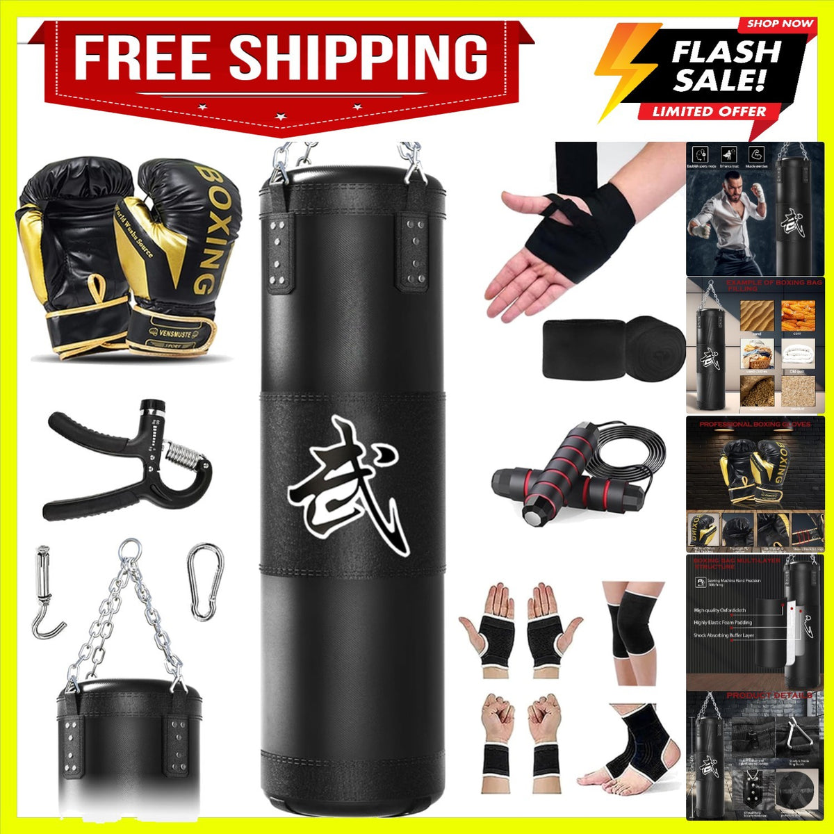 4ft Heavy Boxing Punching Bag Set with 12oz Gloves for MMA Boxing Home Gym