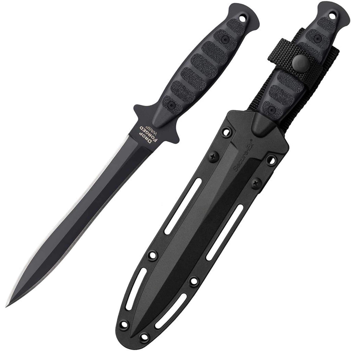 Drop Forged Wasp Double-Edged Dagger Knife 6.75in Blade Black Handle