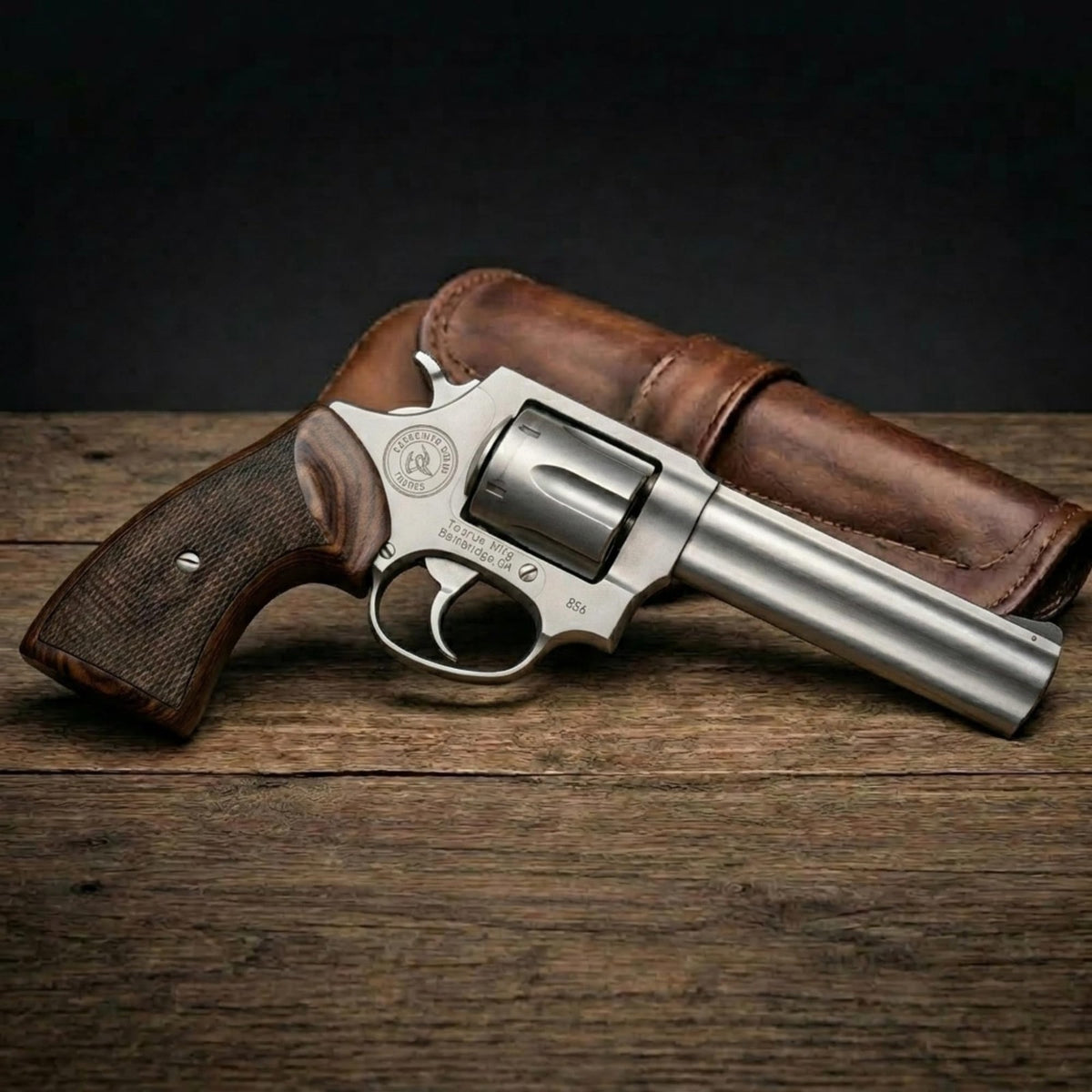 Taurus Revolver Rosewood Checkered Grips with Ambidextrous Safety Cut - Fits 856 942 Trooper & Security Series