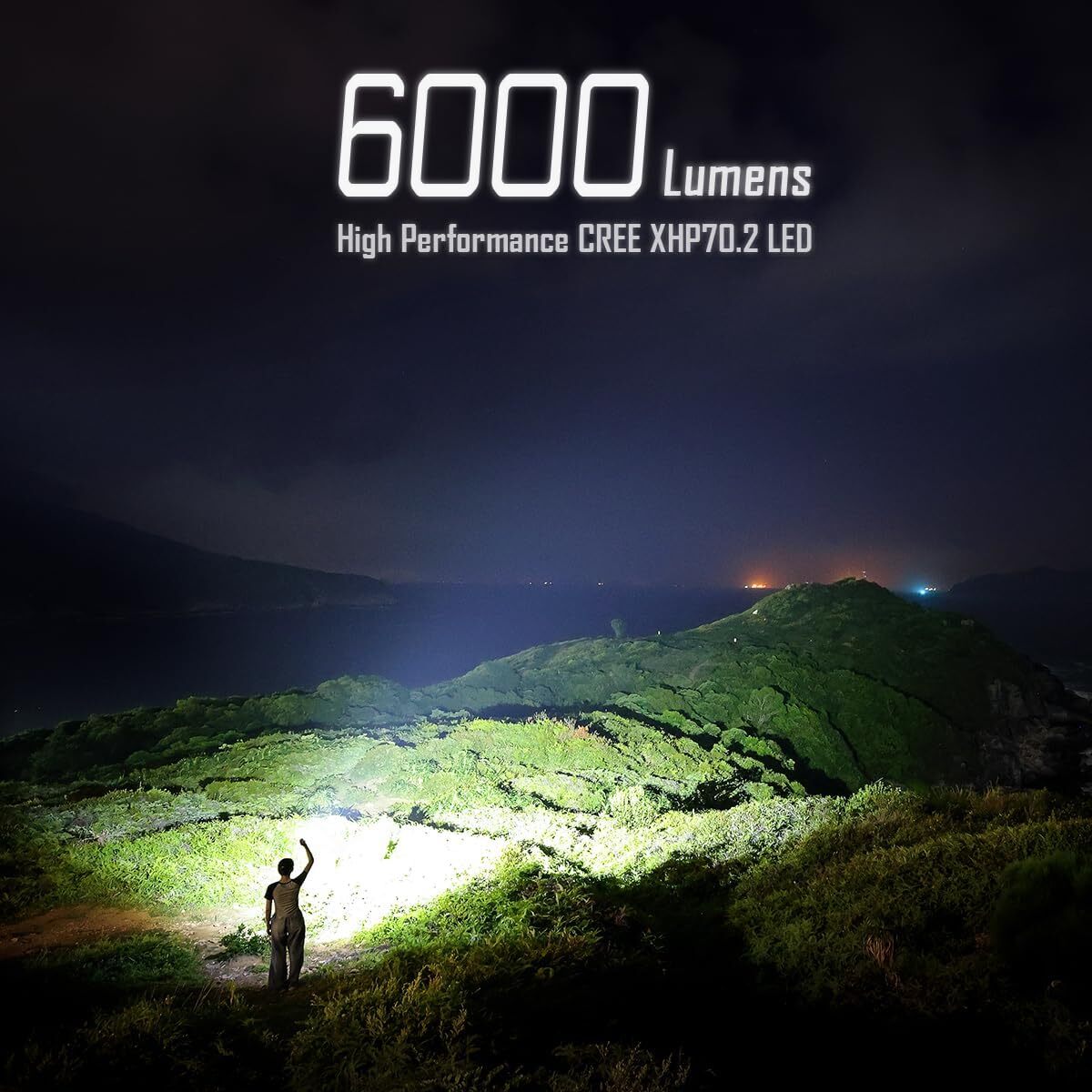 IMAlent BL70 6000 Lumen Rechargeable LED Flashlight with Dual White & Red Light