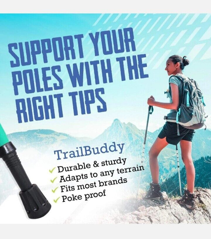 Walking Stick Tips Pack of 6 - Rubber Replacement Tips for Hiking Poles