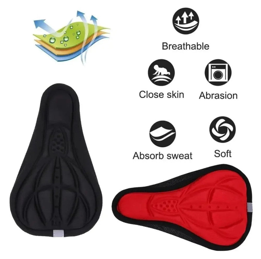 Bike Seat Cover Soft 3D Cushion for MTB Road & Commuter Bikes - Black