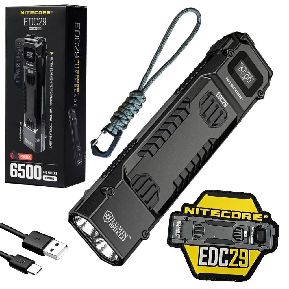 Rechargeable LED Flashlight 6500 Lumens Slim Body with Patch - Compact, High Brightness