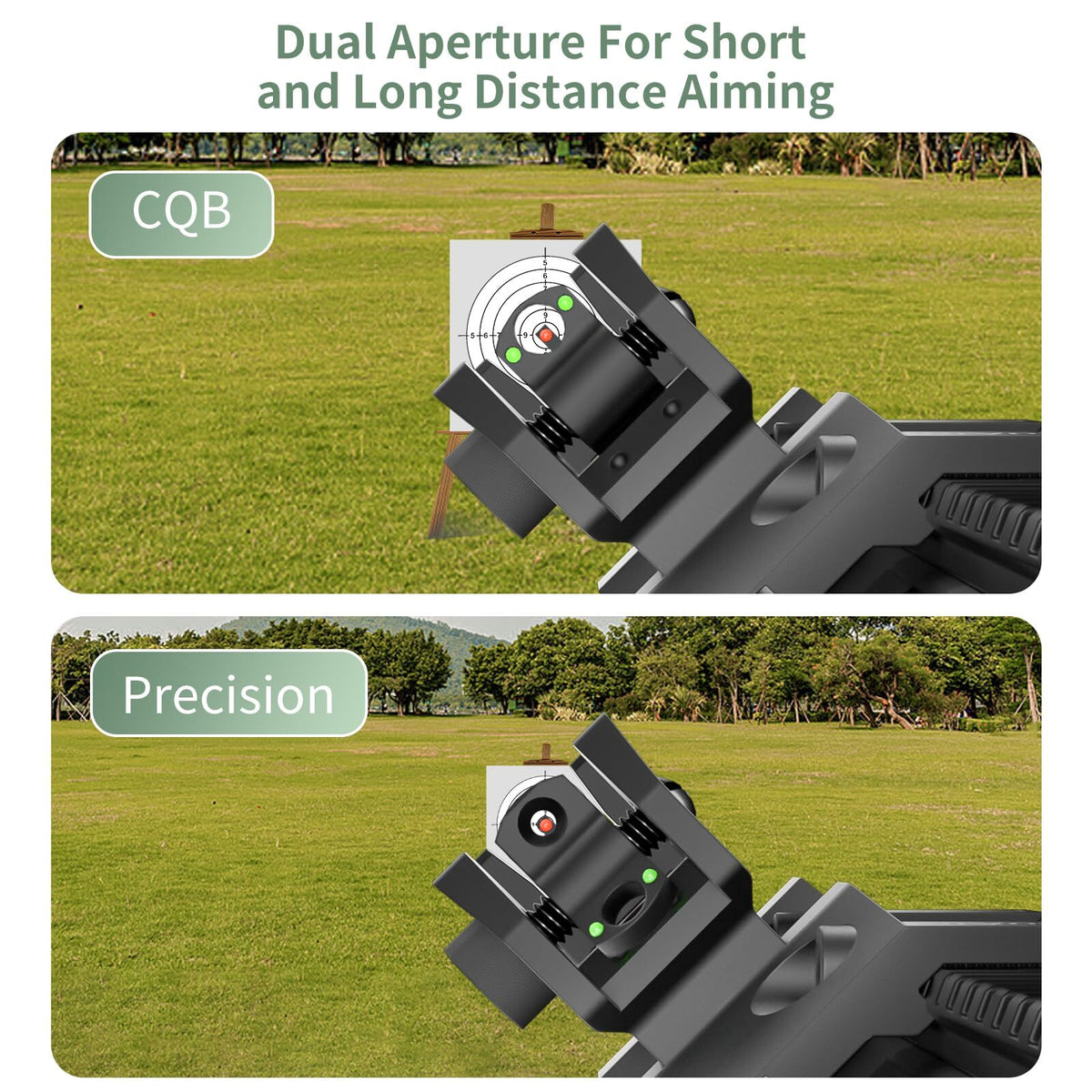 Tactical Fiber Optic Iron Sights 45 Degree Offset Flip Up for Rifles