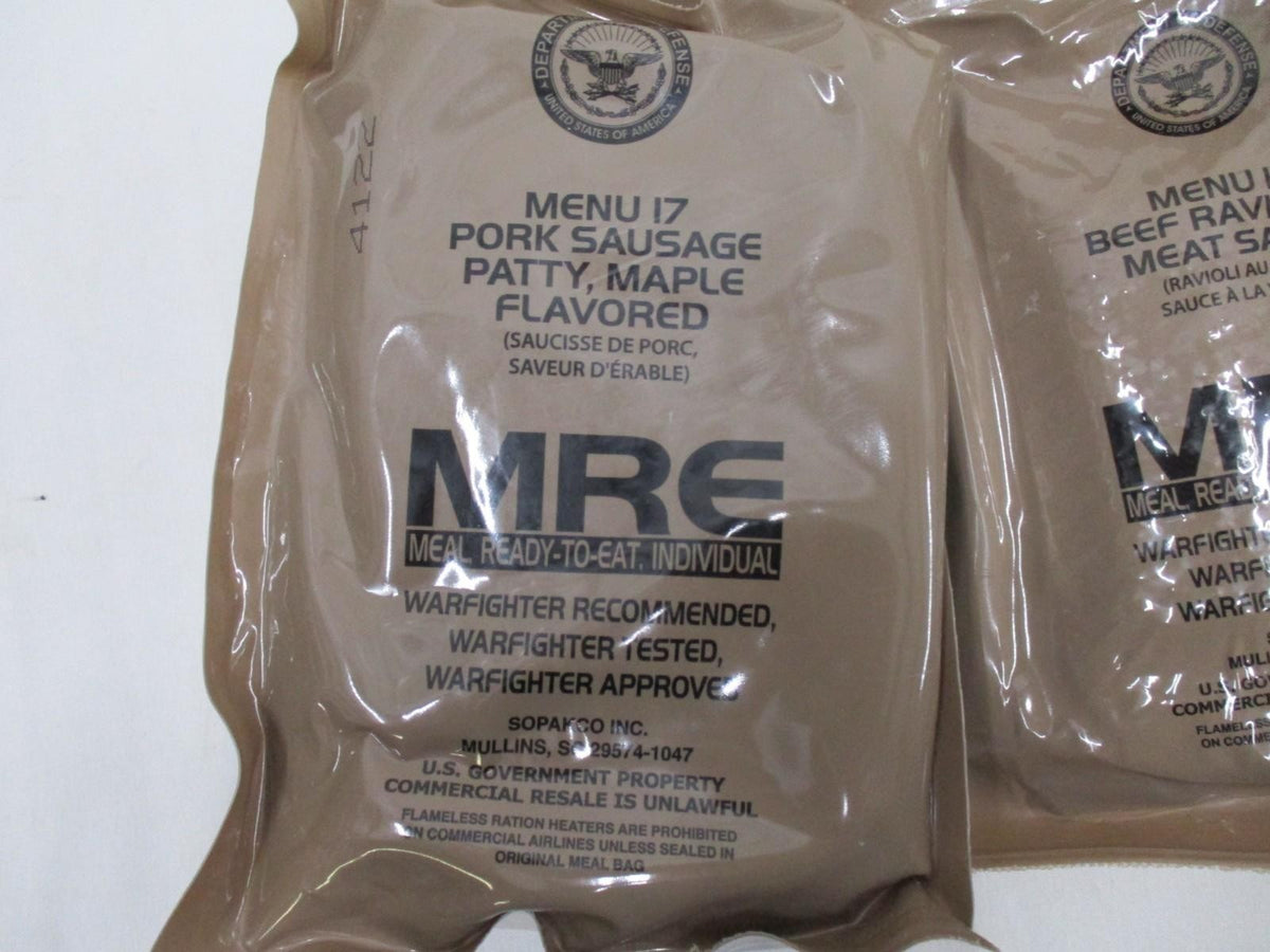 Genuine US Military MRE Meal - Ready-to-Eat, Shelf-Stable, Multiple Flavors