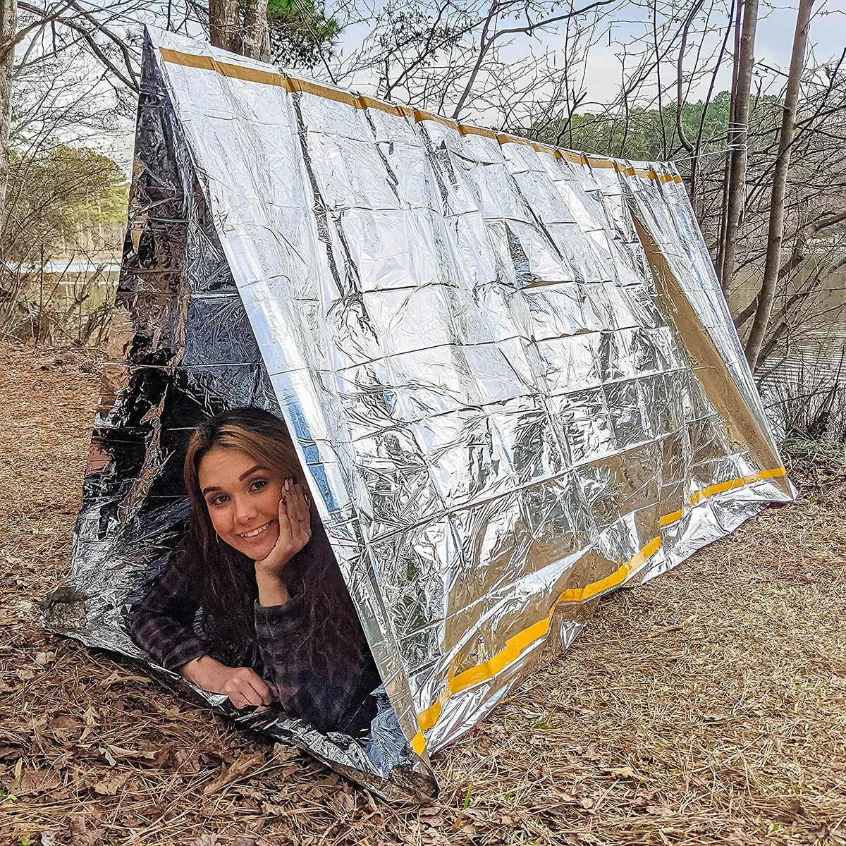 Emergency Mylar Survival Tent 95x61 Inches Pack of 3 - Insulating Weatherproof Shelter