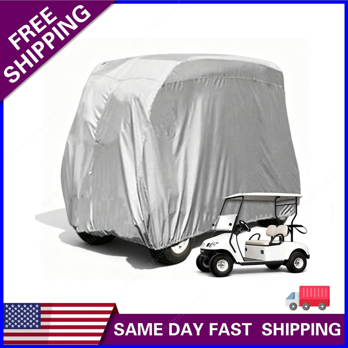 Golf Cart Cover for 4 Passenger UV & Waterproof Protection - Fits EZGO, Club Car, Yamaha
