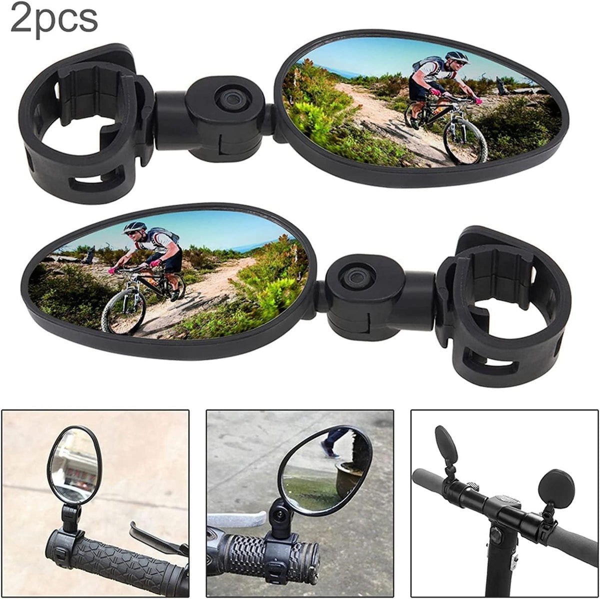 2-Pack Bicycle Rear View Mirrors - 360° Rotatable Handlebar Cycling Glasses