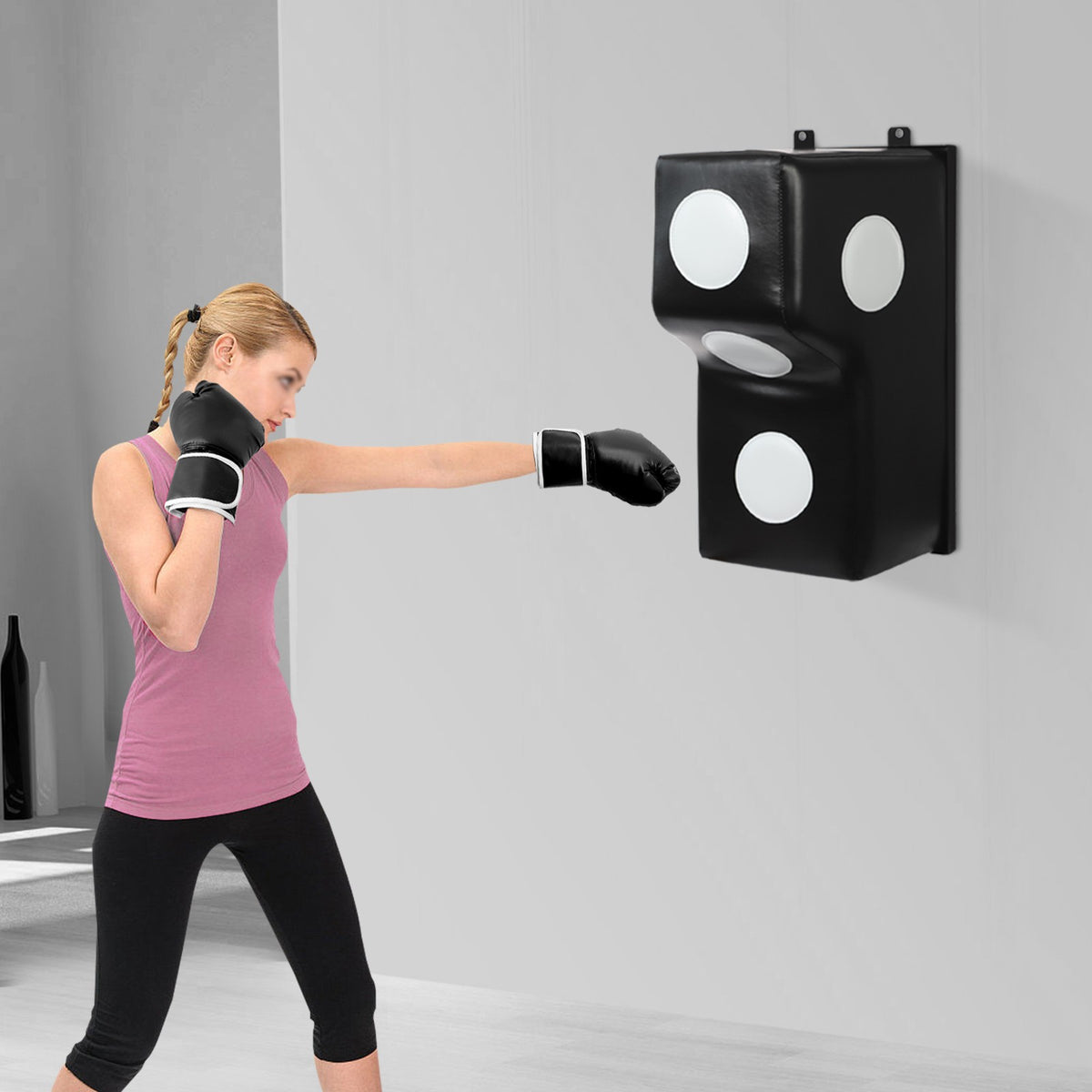 Wall Mount Punching Bag for Boxing Training Uppercut Hooks Black
