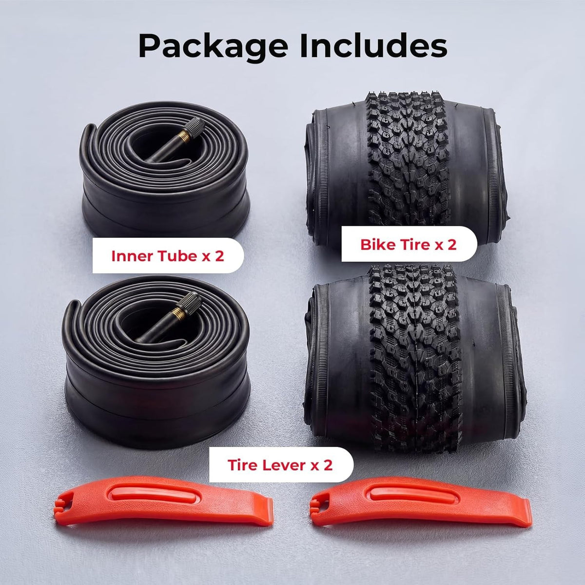 26x1.95 Inch Bicycle Tire and Tube Set for Mountain and All-Terrain Bikes