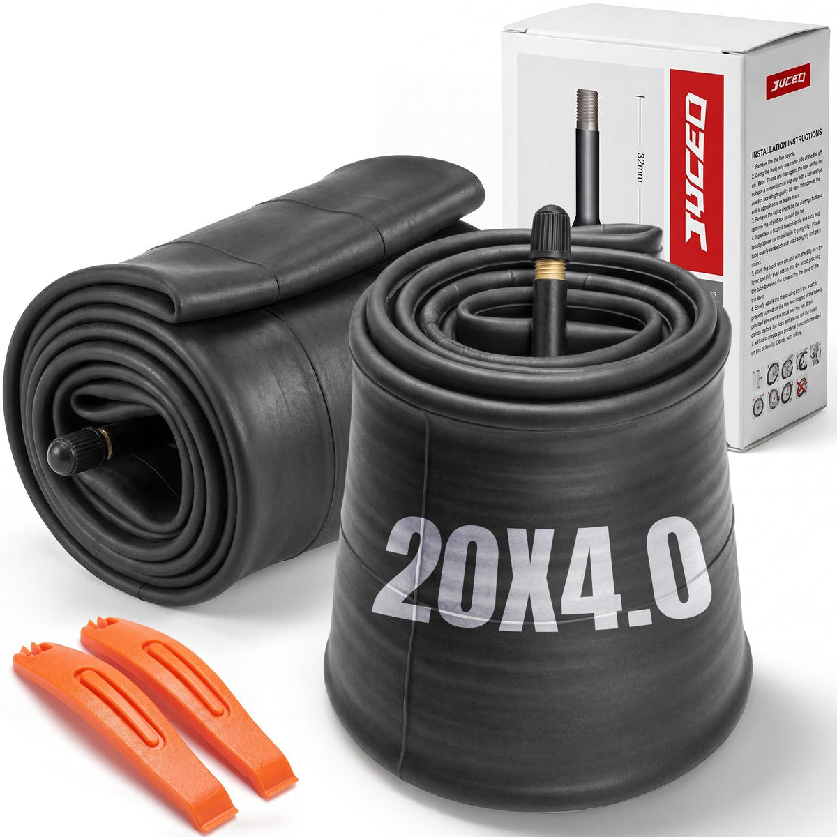 20x4 Fat Bike Inner Tubes with Schrader Valve - Puncture Resistant, Fit E-Bikes and Mountain Bikes - 2 Pack