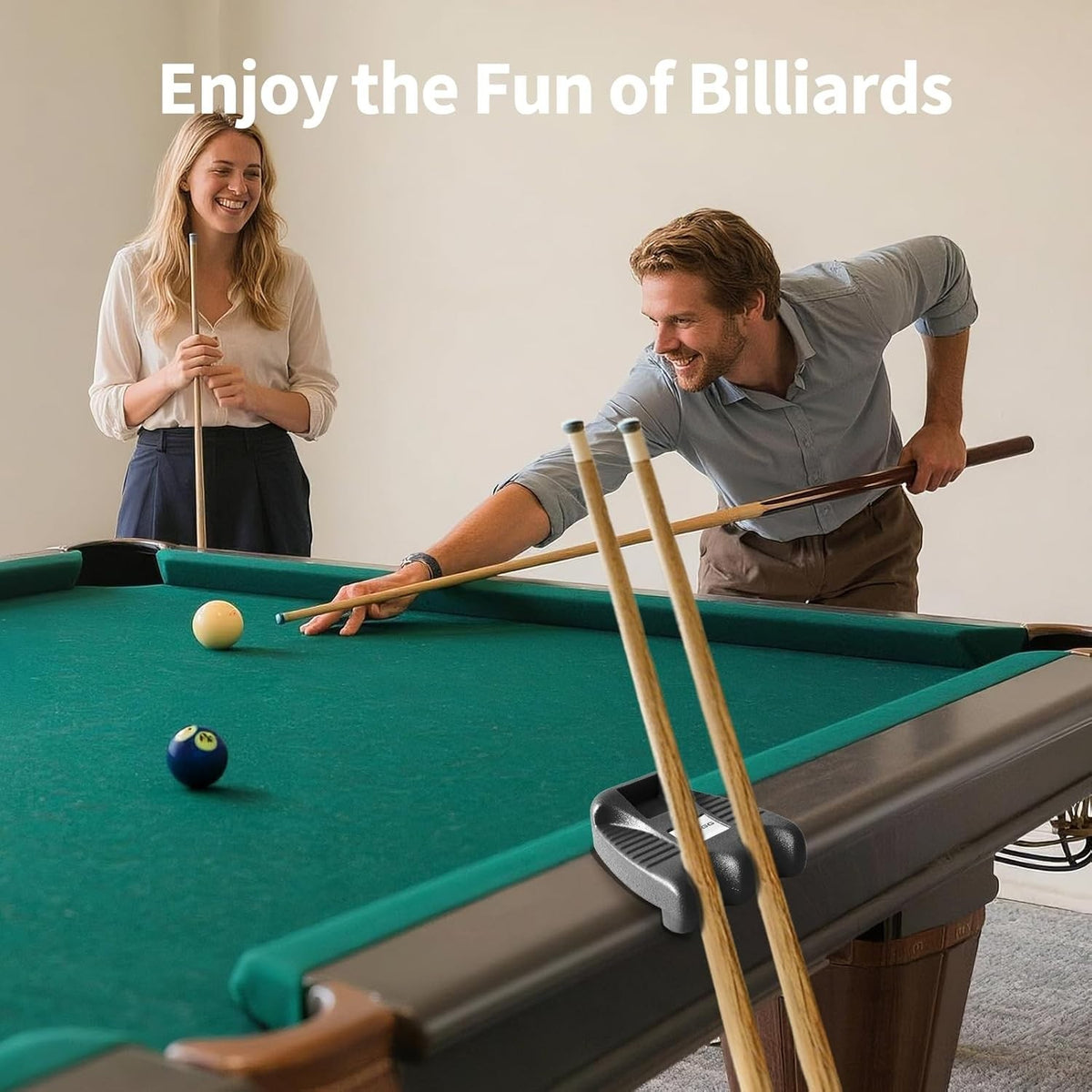 Portable Weighted Billiard Cue Rack with Chalk Holder – 2 Cues