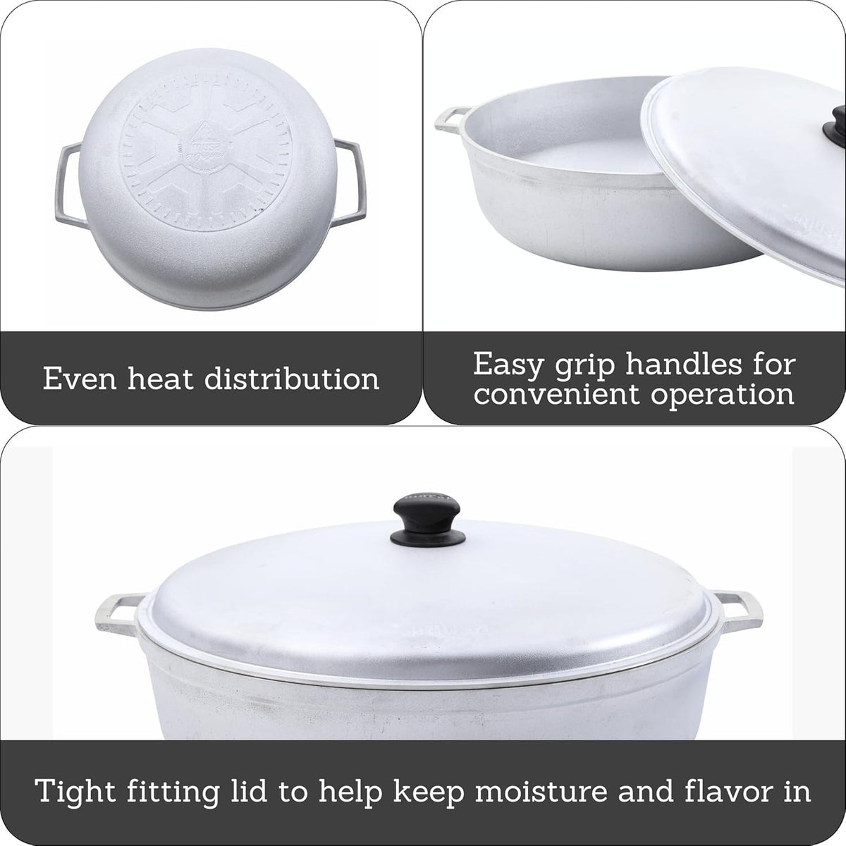 18 Qt Cast Aluminum Caldero Pot for Rice, Soup, Stews - Traditional Kitchen Tool