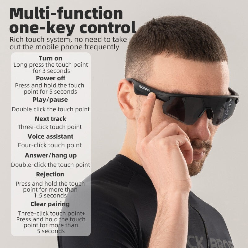 Bluetooth Sunglasses with Stereo Speakers & Touch Control