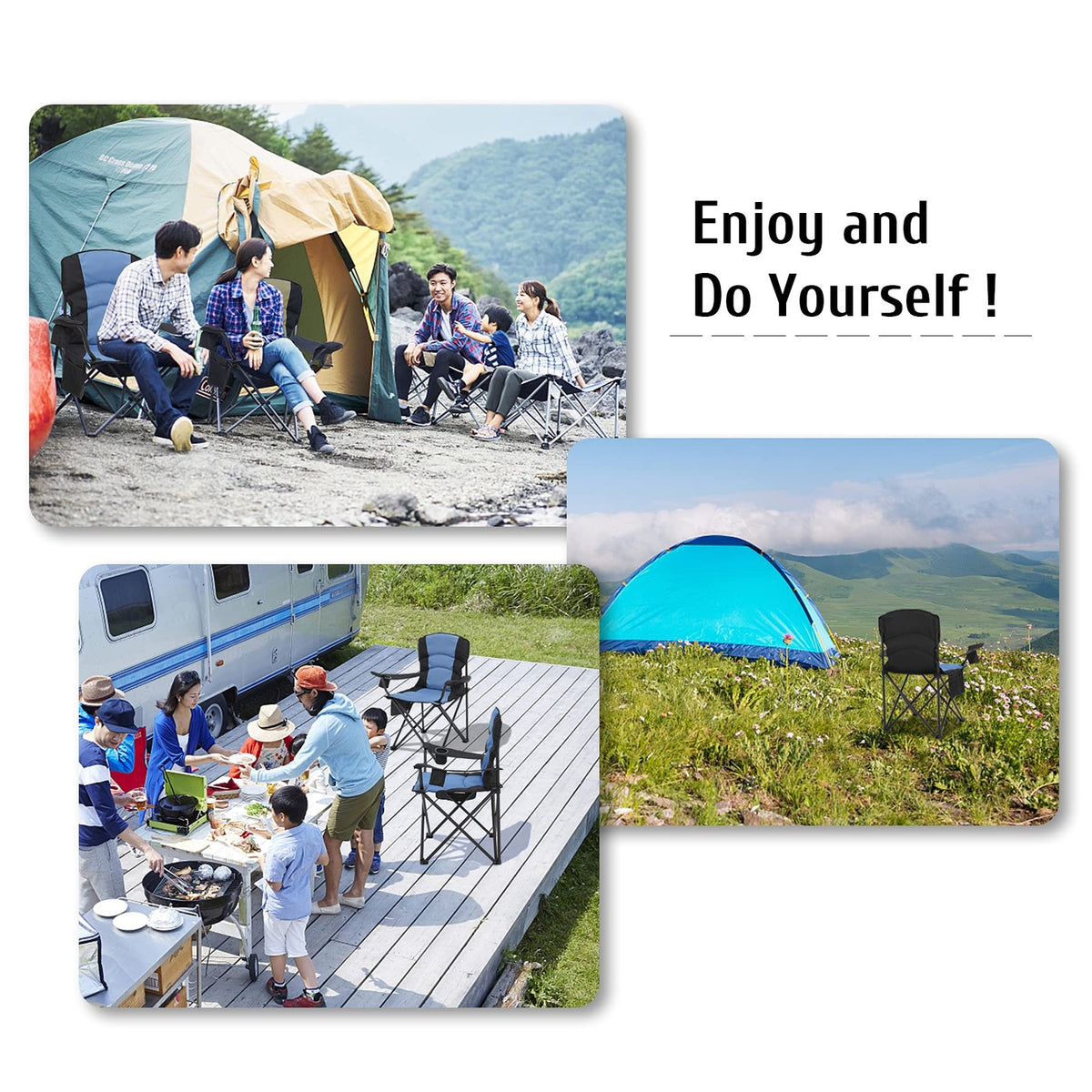 Oversized Folding Camping Chair 400 lb Capacity with Armrests & Cup Holder