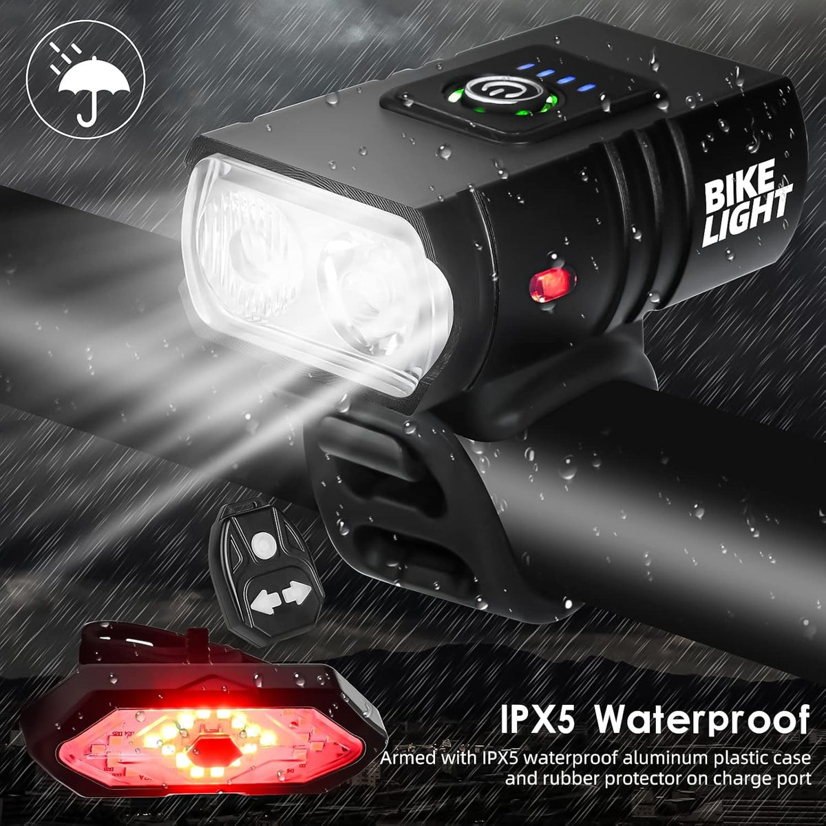 Rechargeable LED Bicycle Front and Rear Light with Horn and Power Bank Function