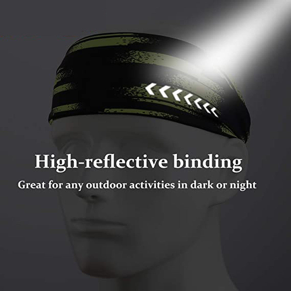Reflective Sport Headband Moisture Wicking Hair Band for Running Cycling Yoga
