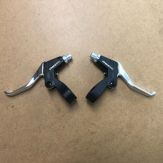 MTB Brake Lever Set with Twist Shifter - Black & Silver Compatible