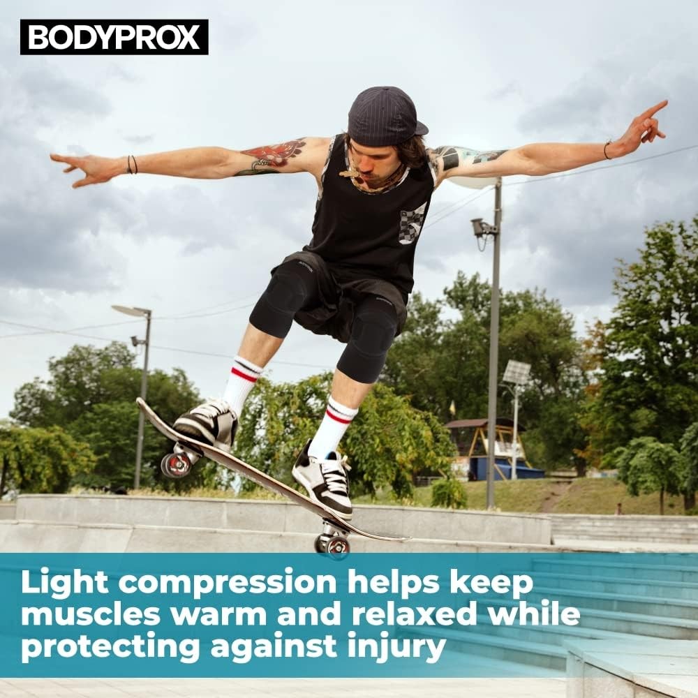 Protective Knee Pads for Sports - Thick Foam, Anti-Slip, Unisex, Black