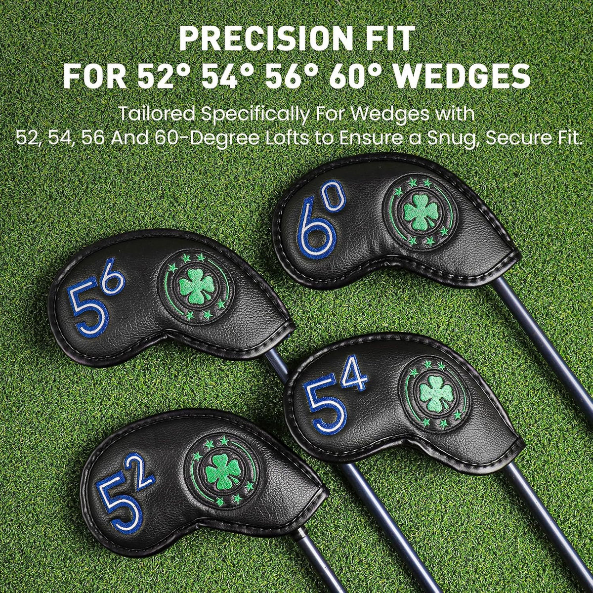 Golf Wedge Iron Head Covers 52°, 54°, 56°, 60° - Waterproof & Durable