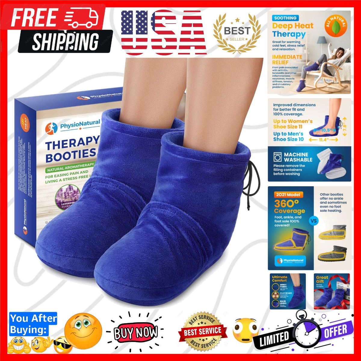Microwaveable Foot Booties with Lavender Aromatherapy - Deep-Heating Relaxation