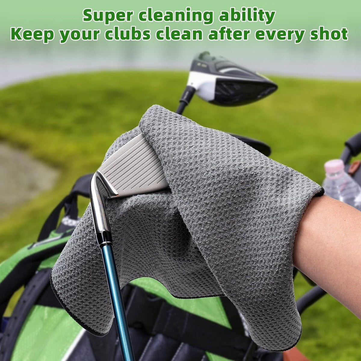 Golf Towels Set of 3 with Carabiner Clips - Microfiber 16x16 Inches