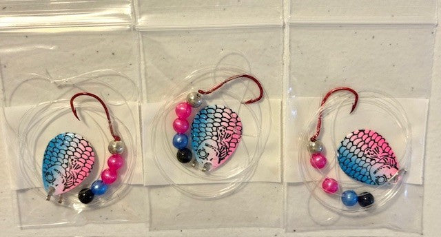 Walleye Crawler Harness Set - 24 Pack with Size 3 Colorado Blades and Hooks