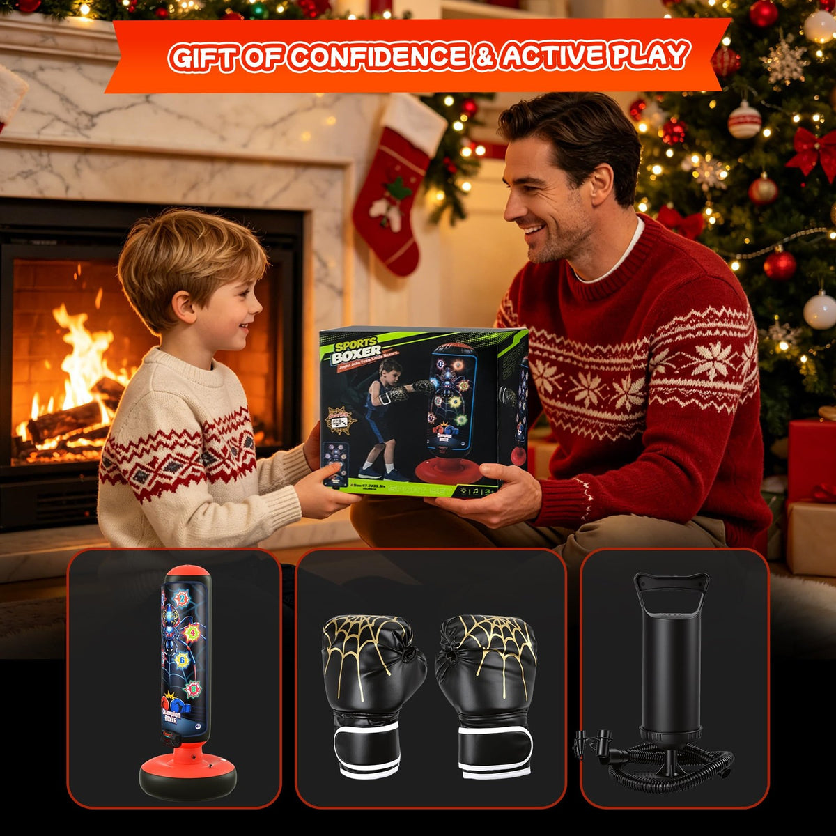 Smart Kids Punching Bag Arcade-Style Boxing Set with Scoring, Lights & Music