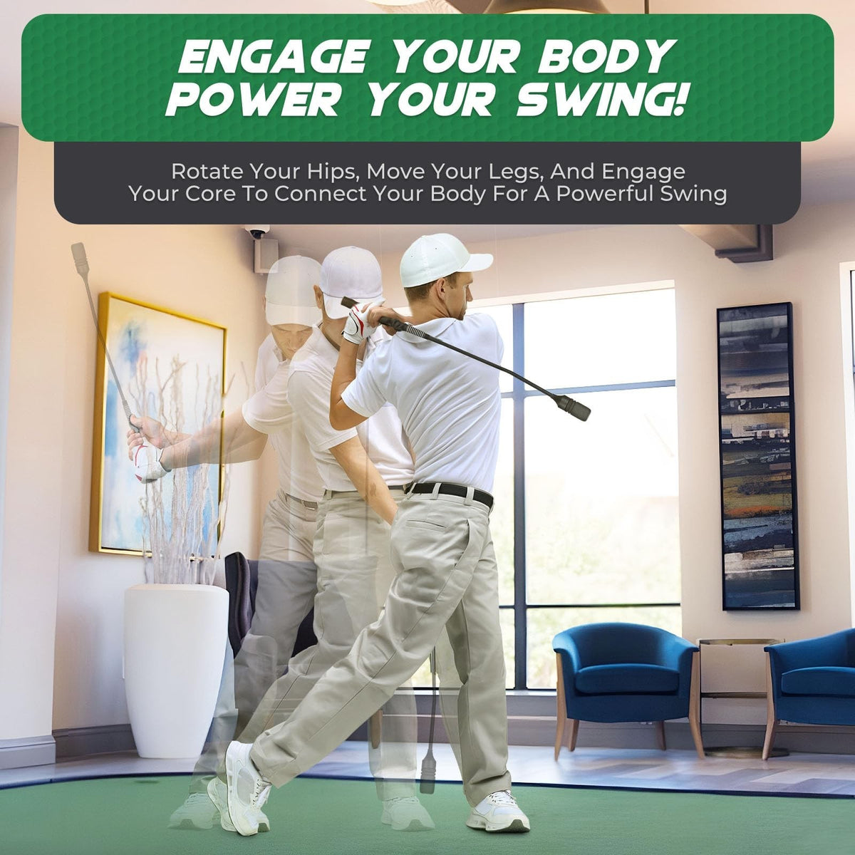 Golf Swing Trainer - Weighted Tempo Practice Aid with Sound Feedback