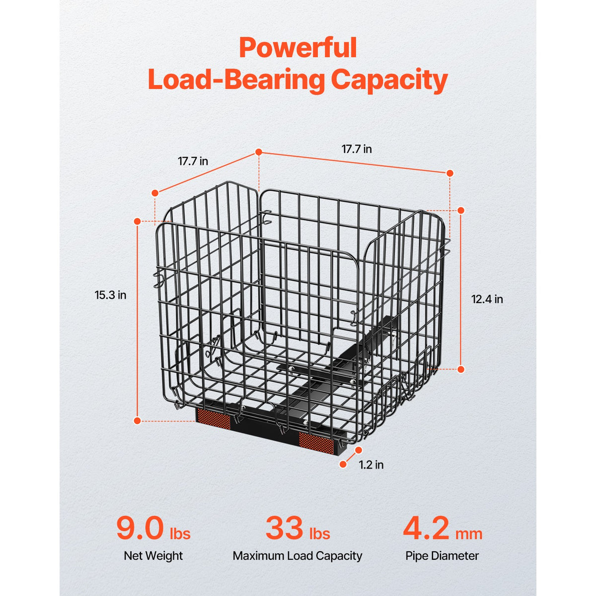 Mobility Scooter Rear Basket Folding Cargo Basket 33 lbs Capacity