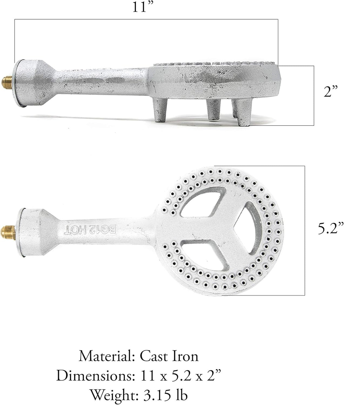 High Pressure Cast Iron Burner Head with Brass Fitting for Propane Gas