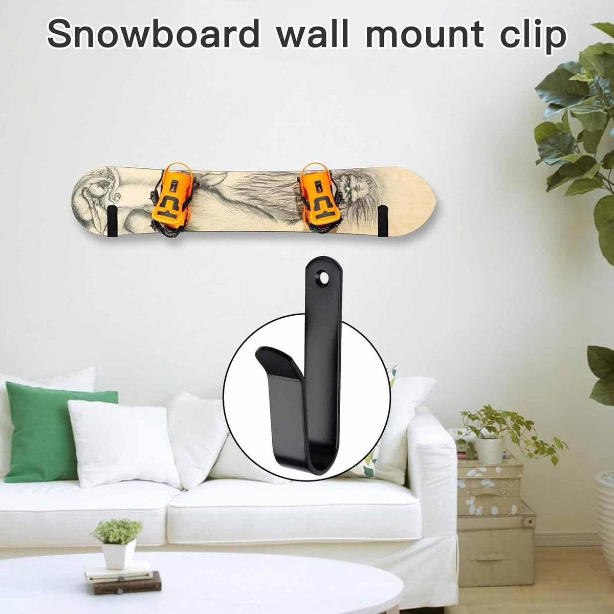 Snowboard & Skateboard Wall Mount Rack - Heavy Duty, Adjustable Display Hooks