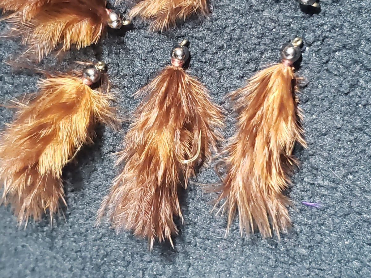 Fly Fishing Leech Flies Size 6 - Brown Bead Head Artificial Lures (6-Pack)