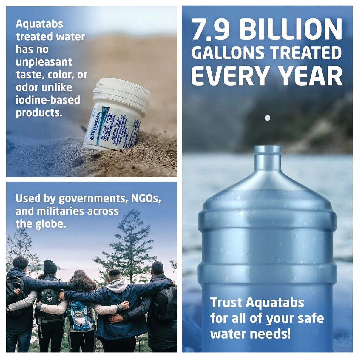 Water Purification Tablets 397mg - 100 Pack for Safe Drinking Water