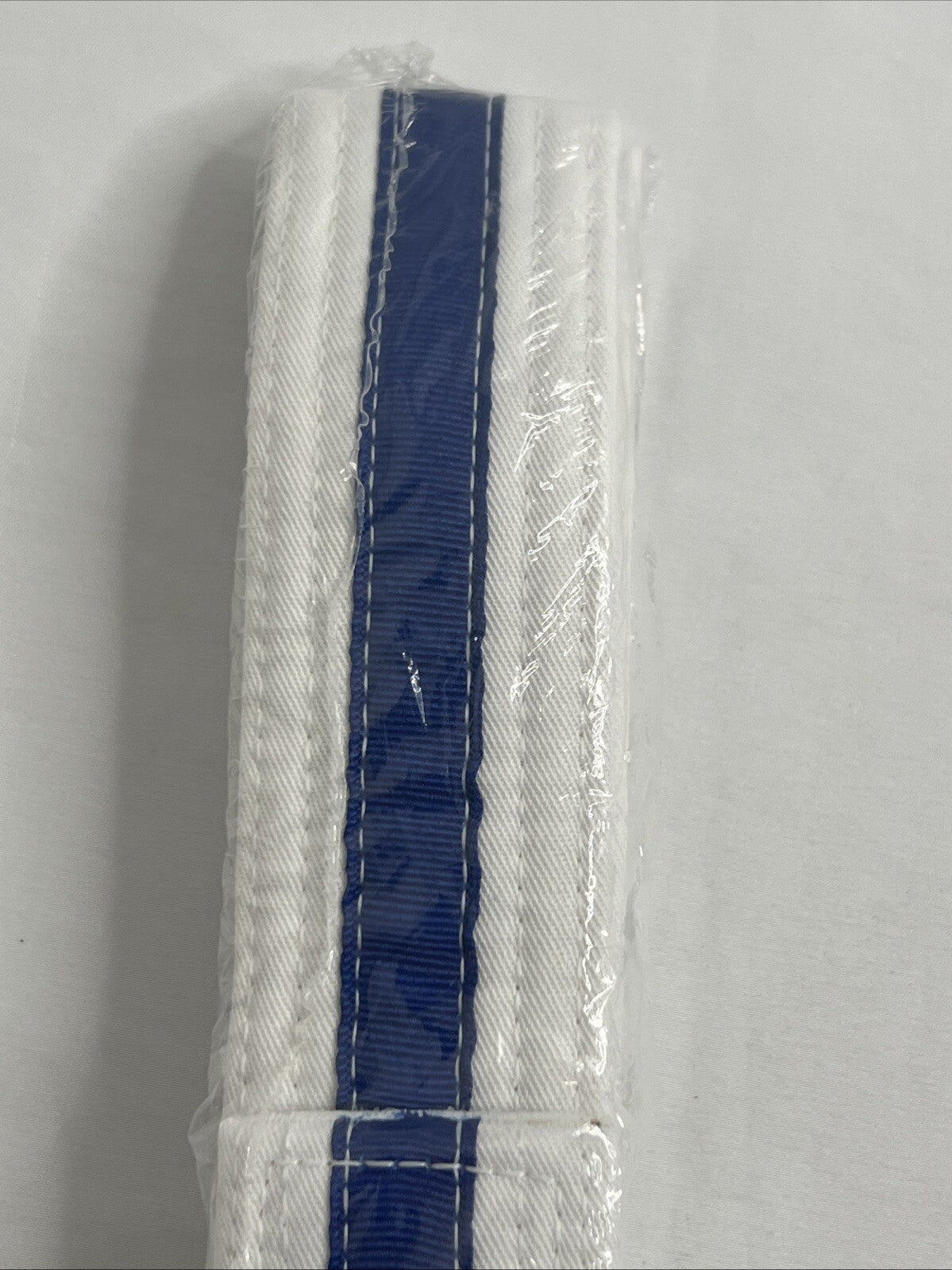 Kids Martial Arts Belt Adjustable White with Blue Stripe Size L