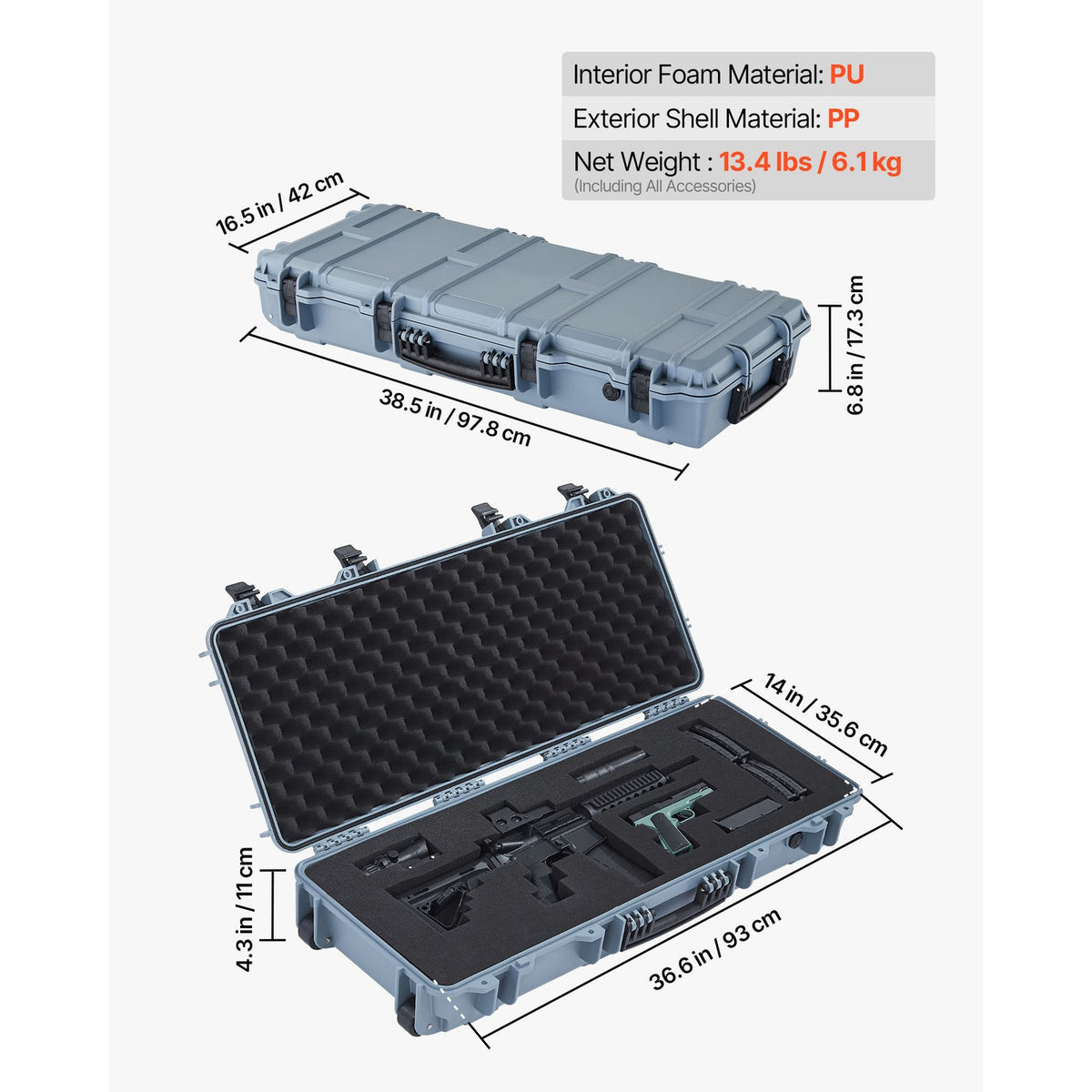 Waterproof Rifle Case with Custom Foam Insert - Durable Gun Storage