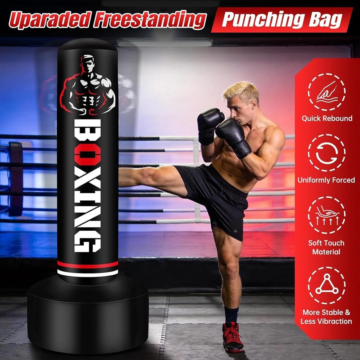 Heavy Freestanding Boxing Punching Bag with Stand 70 Inch for Martial Arts Training