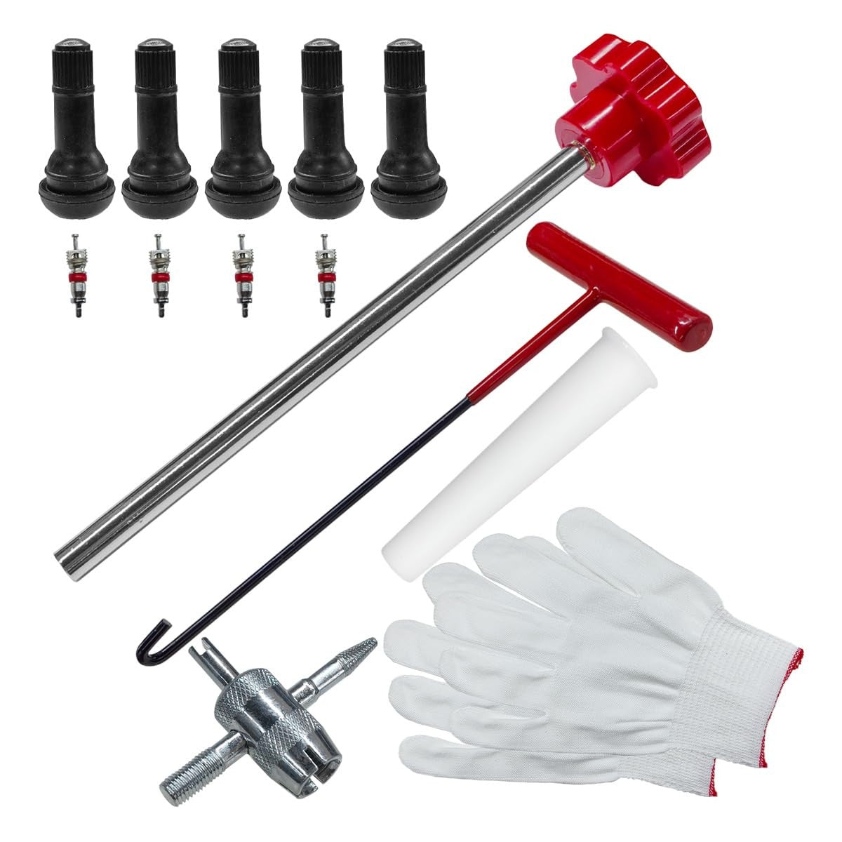 Car Tire Valve Stem Replacement Tool Kit - Quick Change Valve Core, Red