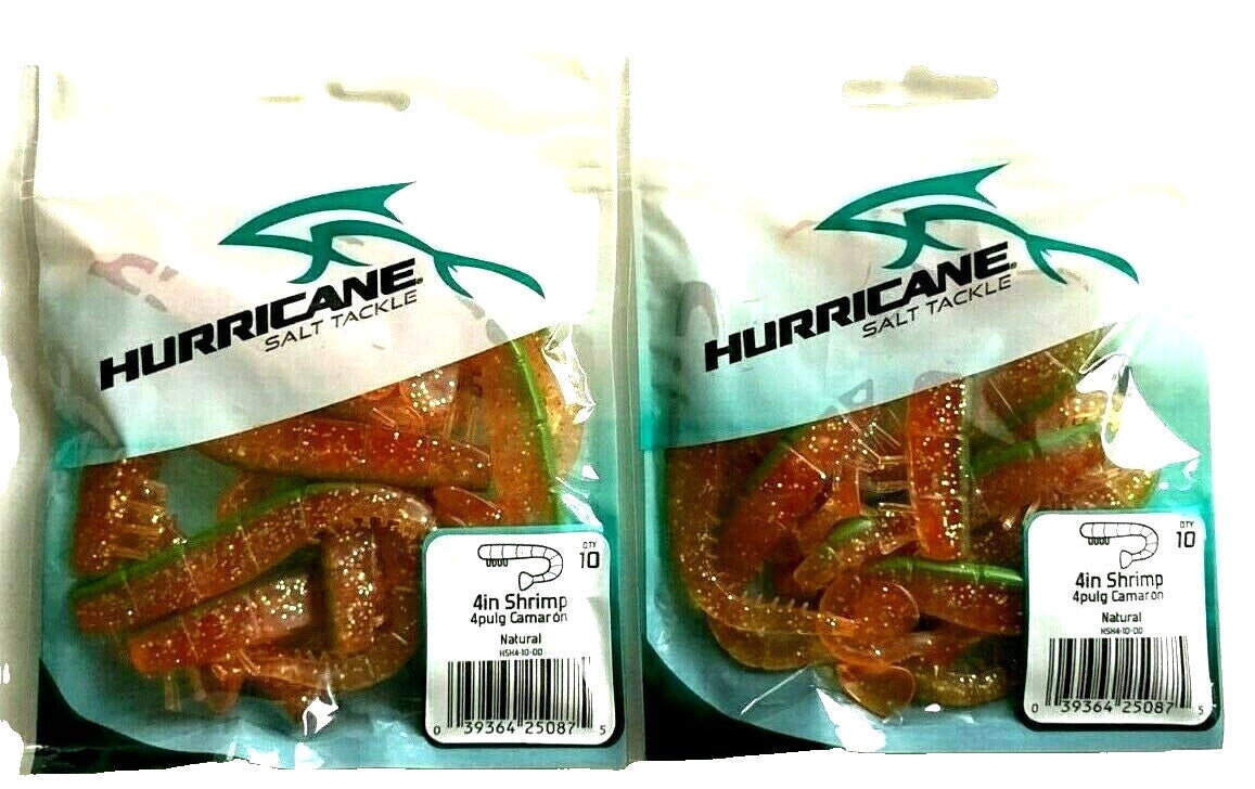 Artificial Shrimp Baits Soft Plastic Lures for Saltwater Fishing 4 Inch - 20 Pack