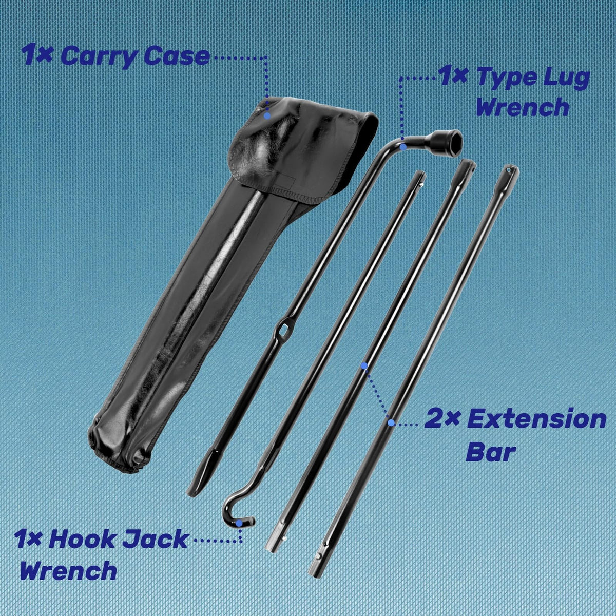 Heavy Duty Tire Repair Kit with Lug Wrench & Jack Handle for Ford F150 2004-2018