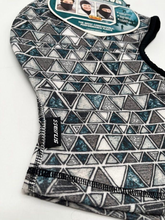 Unisex Fleece Balaclava with Geometric Print for Skiing & Winter Outdoor Activities