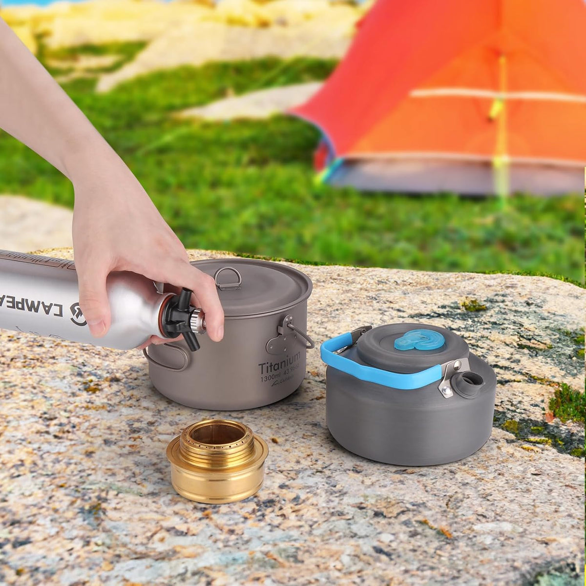 0.5L Aluminum Liquid Fuel Bottle with Safety Valve for Camping