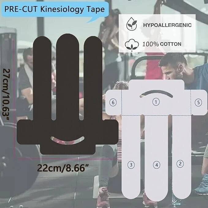 Breathable Kinesiology Tape for Muscle Pain Relief - 12pcs Black Sports Wrap