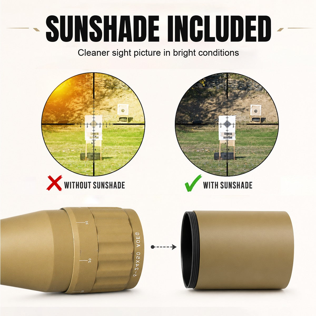 6-24X50 with Red/Green Illuminated Mil-Dot Reticle and 20mm Rail Mount