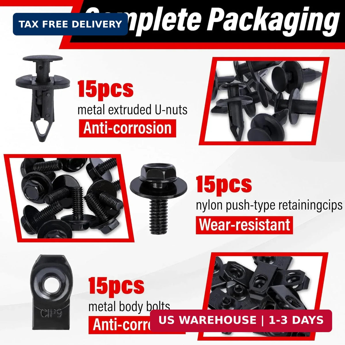 45Pcs Vehicle Body Bolts and Rivet Clips Set for Car Undercover and Bumper