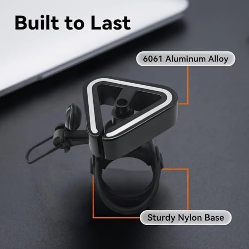 Universal Bicycle Bell Aluminum Alloy Triangle Bell with Rubber Band Mount - 22.2mm to 31.8mm Handlebar