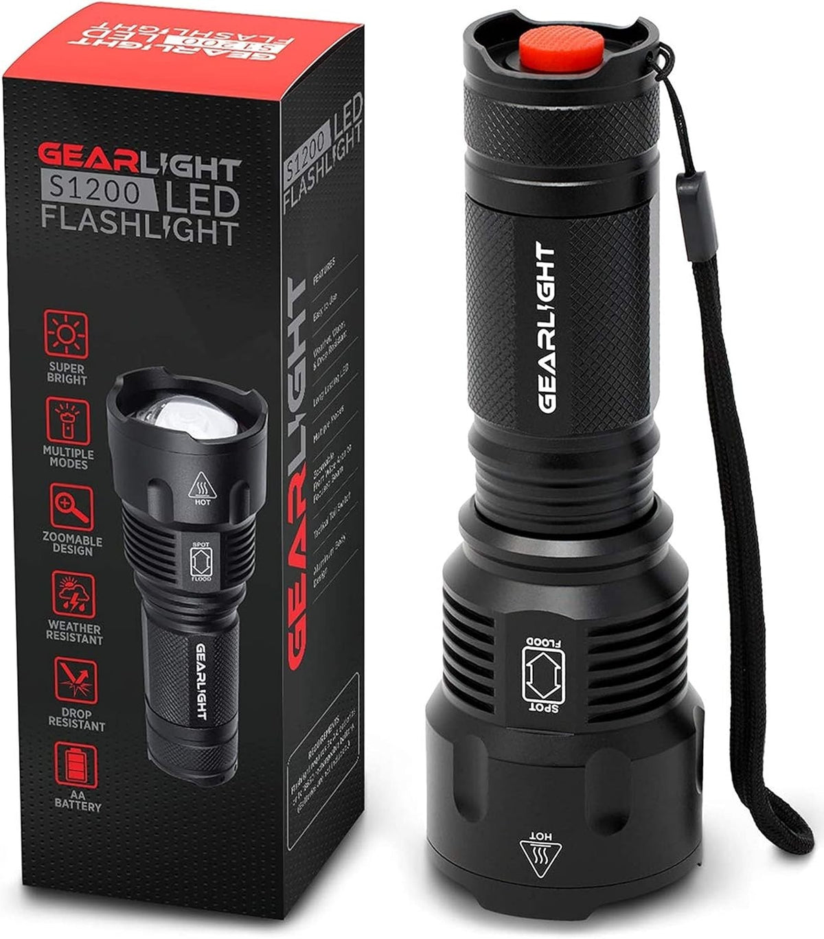 High-Powered LED Flashlight with Zoom Function for Camping & Outdoor Use