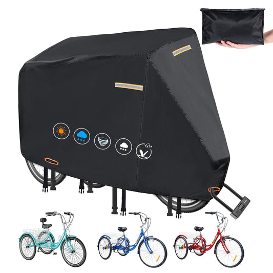 Adult Tricycle Cover Waterproof Heavy Duty 420D Oxford Bike Cover - Universal Fit