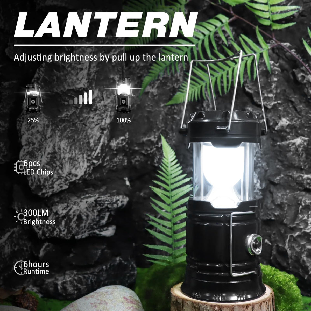 Rechargeable Solar Camping Lantern & Flashlight - Collapsible Waterproof LED Light for Outdoor & Emergency Use
